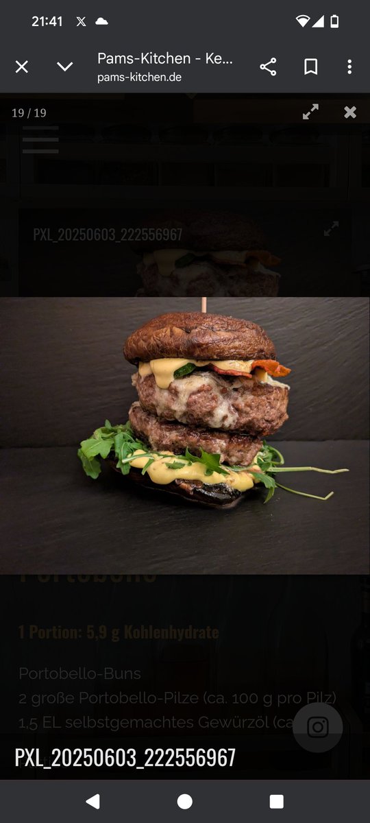 Heute Mal was in eigener Sache Keto Burger mit 5,9 g Carbs... Fun Fakt Ich brauchte 2 Tage zum essen 😂 für Rezept schaut Mal vorbei von Keto bis Omas alte Rezept unter pams-kitchen.de