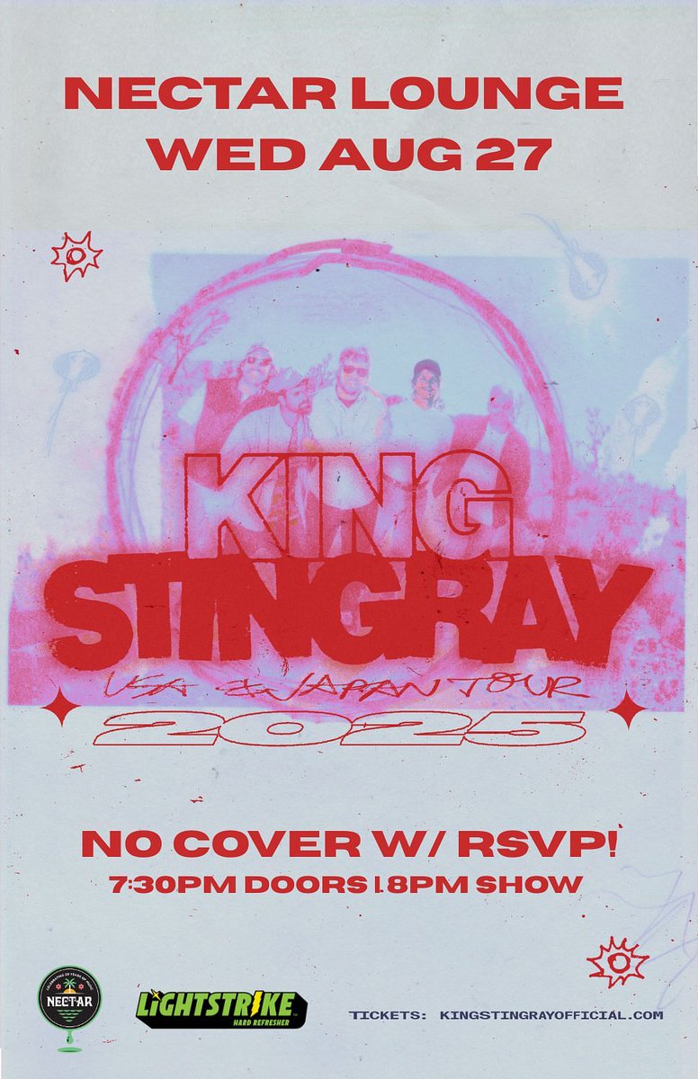 JUST ANNOUNCED! 🎸🌊
King Stingray brings their electrifying blend of Yolŋu surf rock, funk, and roots to Nectar Lounge on Wednesday, August 27 — and it’s *FREE w/ RSVP*

📍 Nectar Lounge | 412 N 36th St
🗓 Wednesday, August 27
🎟 No cover w/ RSVP → tixr.com/e/146948