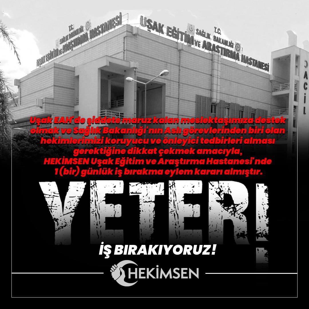 Hastalara şifa olan eller, bazen ne kadar çaba gösterse de hastalarının hayatta kalmasını sağlayamamaktadır. Bu acı haberi hekimlerimizin hasta yakınlarına haber verirken duydukları üzüntüye, son zamanlarda fiziksel şiddete maruz kalma korkusu da eklenmiştir.
Bugün Uşak Eğitim ve