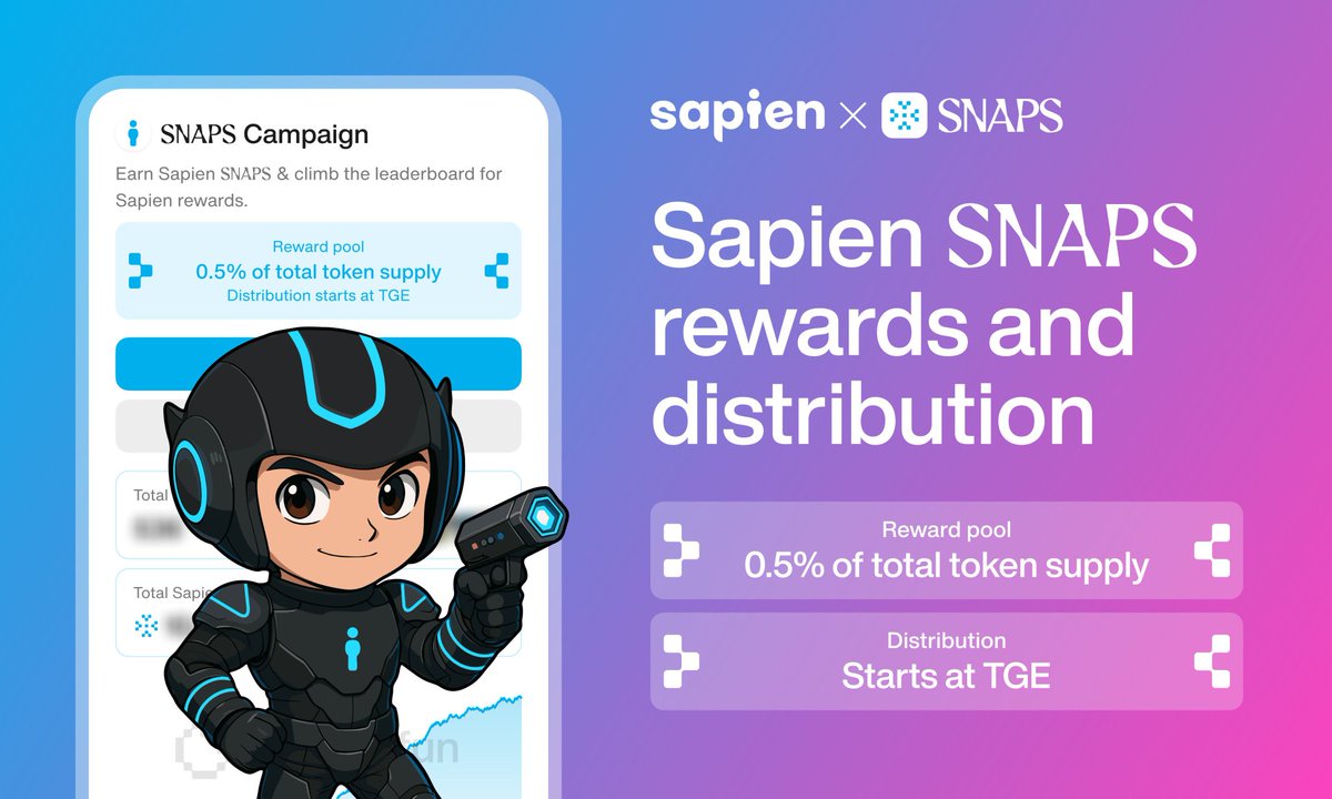 Q: When are Snaps rewards distributed?

A: Snaps rewards distribution schedule is totally up to the project running a Snaps campaign.

Insider alpha: <a href="/PlaySapien/">Sapien AI</a> rewards distribution will start at $SAPIEN TGE.