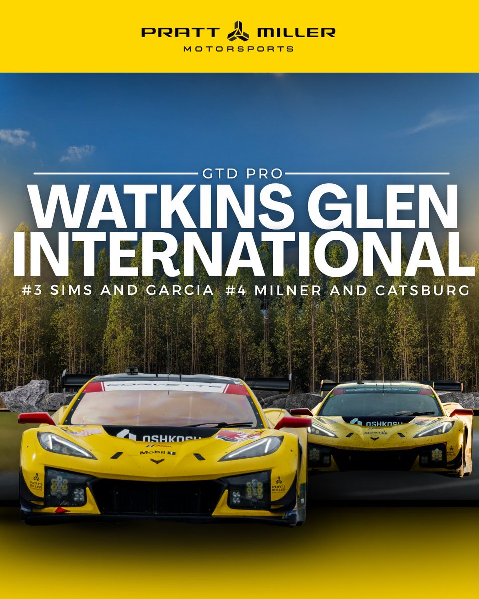 Pratt Miller Motorsports (@prattmillerms) on Twitter photo The third WeatherTech SportsCar Championship endurance race of the season is here where we will take on Watkins Glen International!
<a href="/AlexanderSims/">Alexander Sims</a> and <a href="/AntonioGarcia_3/">Antonio García</a> continue their charge in the #3 Corvette while <a href="/TommyMilner/">Tommy Milner</a> and <a href="/nickcatsburg/">Nicky Catsburg</a> keep on the hunt representing The third WeatherTech SportsCar Championship endurance race of the season is here where we will take on Watkins Glen International!
<a href="/AlexanderSims/">Alexander Sims</a> and <a href="/AntonioGarcia_3/">Antonio García</a> continue their charge in the #3 Corvette while <a href="/TommyMilner/">Tommy Milner</a> and <a href="/nickcatsburg/">Nicky Catsburg</a> keep on the hunt representing