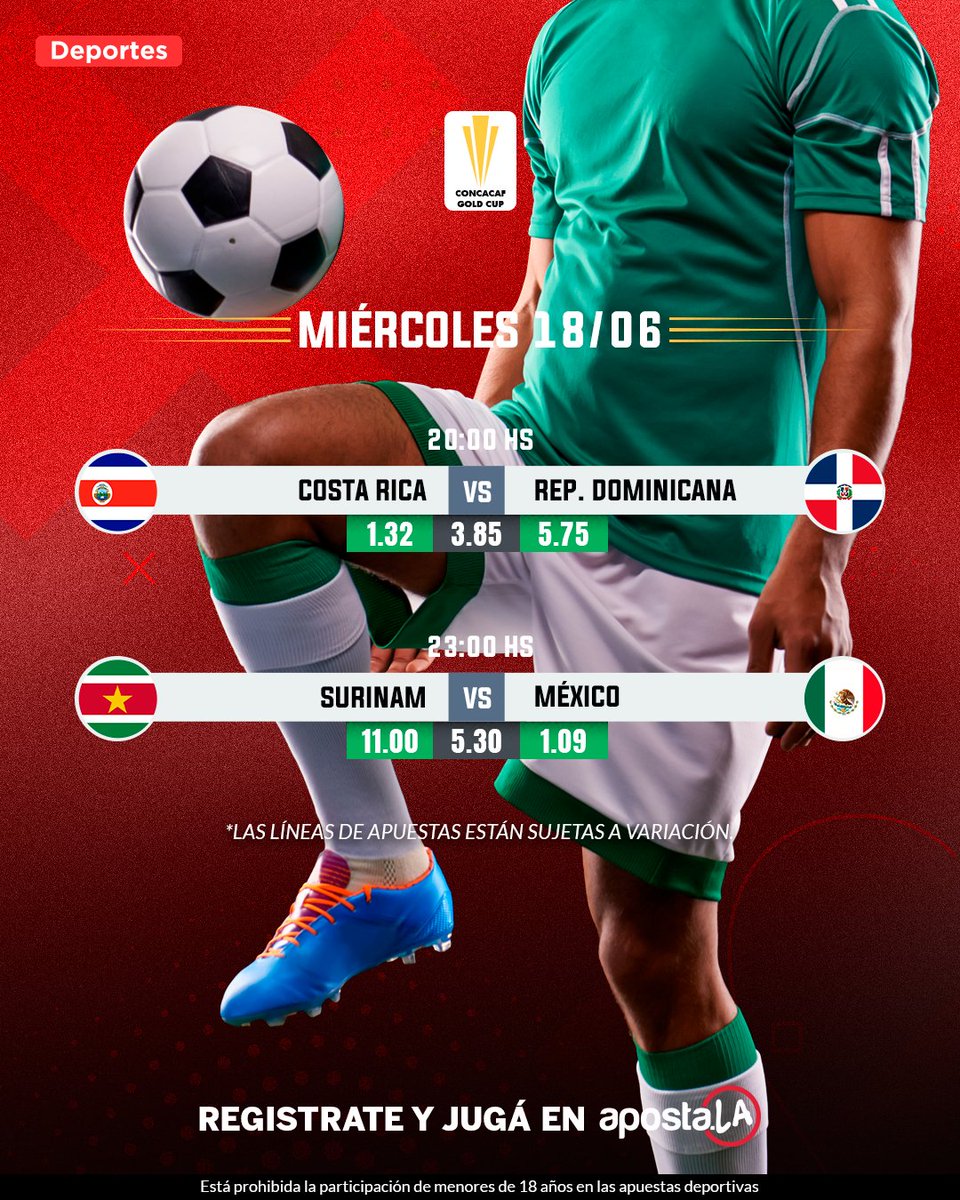 La Copa Oro también se juega en Apostala 🔥⚽️

Apostá por todos los partidos ingresando al siguiente link: bit.ly/3I2FLQM 💰