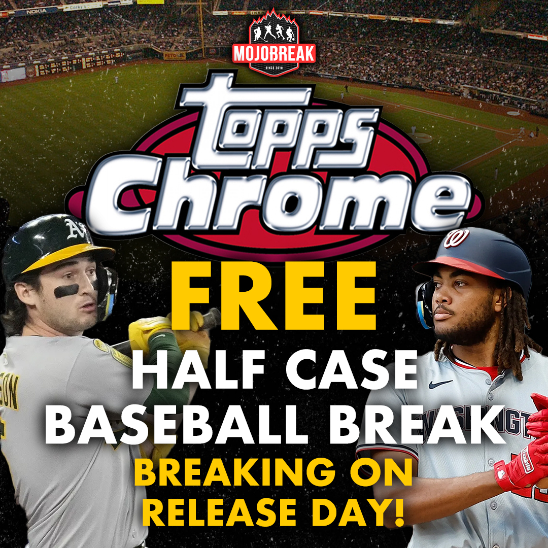 It's our biggest free break ever at Mojobreak! We're ripping a half case of 2025 Topps Chrome Baseball on release day and you could get a spot FOR FREE!

Follow the link for full details and to enter into our giveaway today! - woobox.com/kia2gz