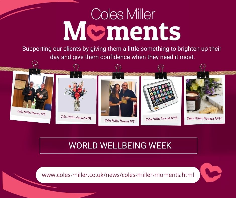 Because of the nature of our business, we hear stories where our clients are going through challenging &amp; stressful times.

Coles Miller Moments allows us to support our clients by giving them a little something to brighten their day.

coles-miller.co.uk/latest-news/co…

#WorldWellbeingWeek