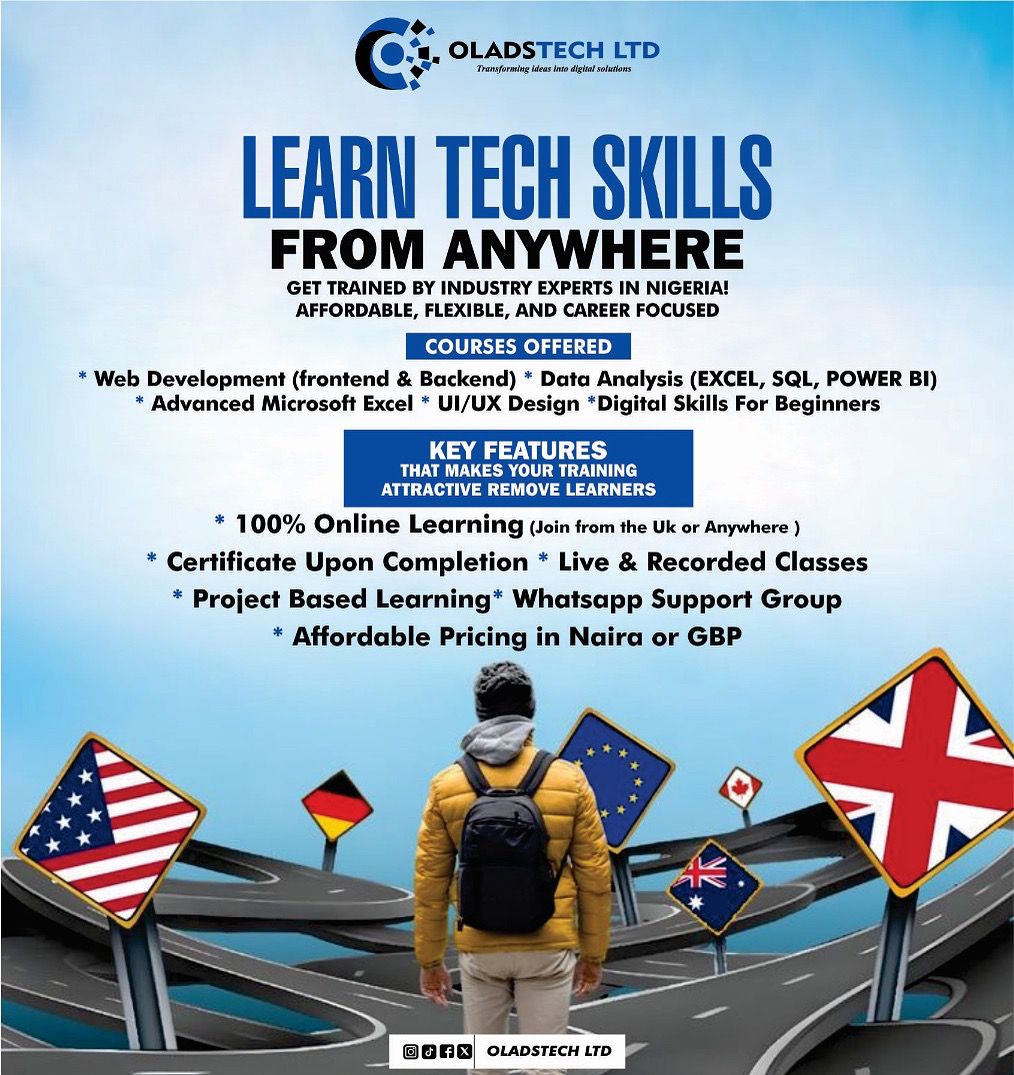 Oladstech_ltd's tweet image. Whether you’re in the UK or any corner of the globe, learning tech can open doors to amazing opportunities! 
Join a global community of learners and start building your future today. 

#LearnTechAnywhere #GlobalTechSkills #AfricansInTech #UKTechCommunity #TechForAll.