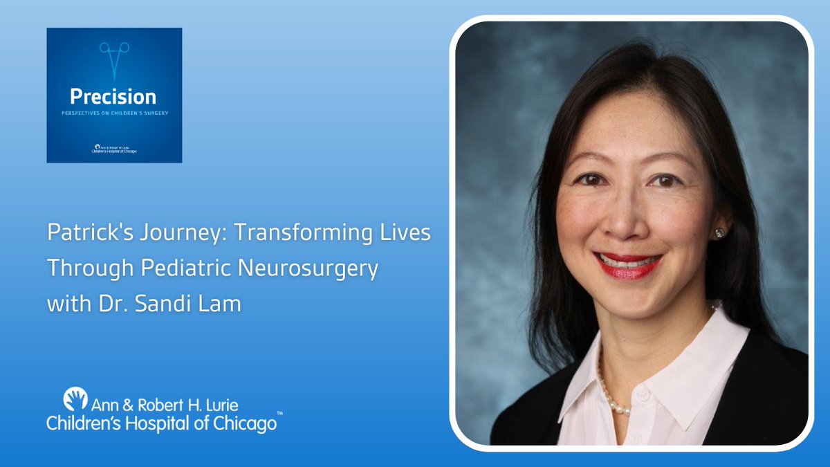 Lurie Children's (@luriechildrens) on Twitter photo In a special episode of Precision podcast, hear about Patrickās diagnosis with drug-resistant epilepsy caused by a perinatal stroke. The family sought specialized care from Dr. Sandi Lam, changing the course of Patrickās life. <a href="/Lurieneurosurg/">Lurie Children's Pediatric Neurosurgery</a>
Listen now: luriechildrens.org/en/precision-p⦠In a special episode of Precision podcast, hear about Patrickās diagnosis with drug-resistant epilepsy caused by a perinatal stroke. The family sought specialized care from Dr. Sandi Lam, changing the course of Patrickās life. <a href="/Lurieneurosurg/">Lurie Children's Pediatric Neurosurgery</a>
Listen now: luriechildrens.org/en/precision-pā¦