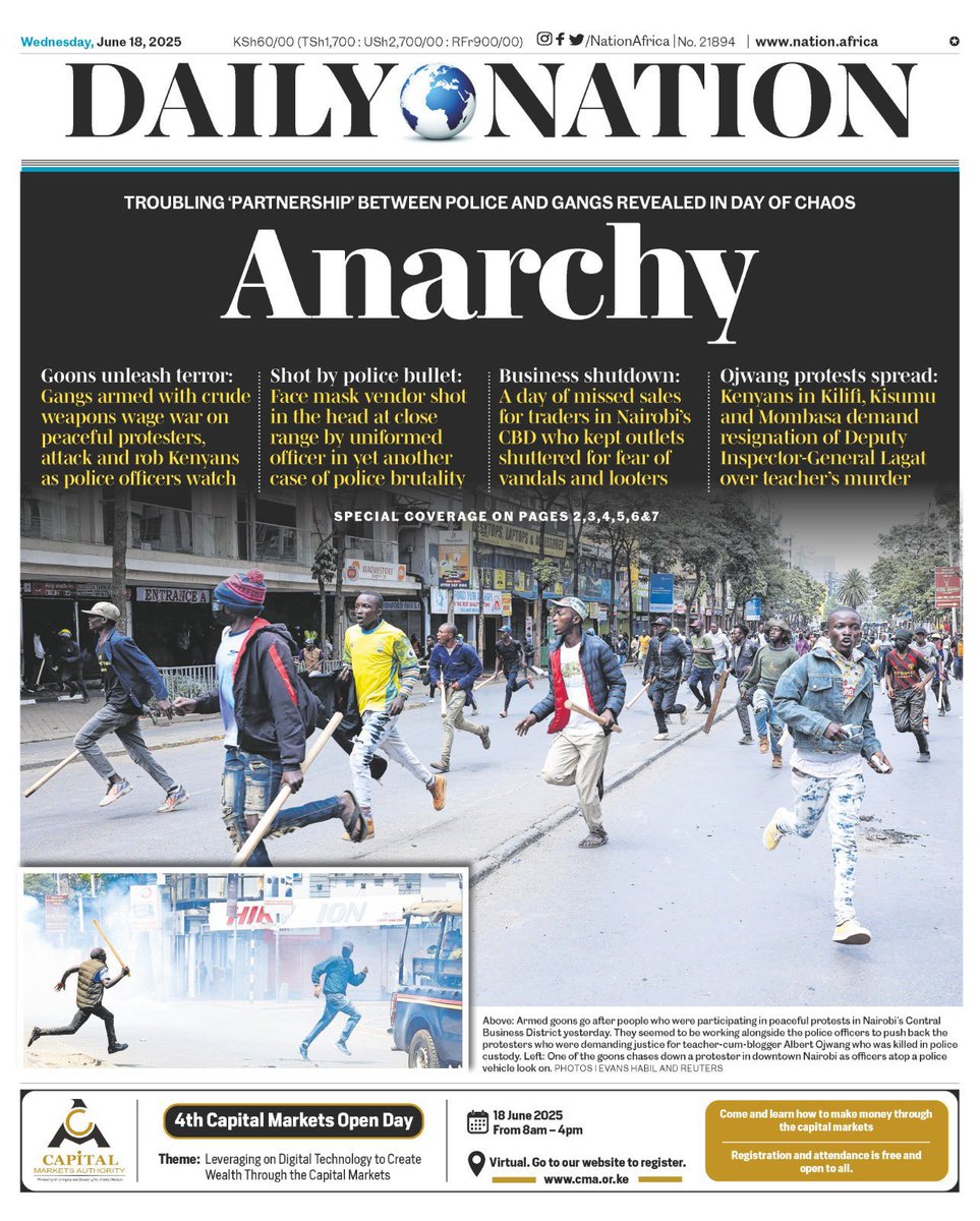 Dr Darwin Ambuka (@darwinambuka) on Twitter photo The <a href="/StandardKenya/">The Standard Digital</a> NEWSPAPER made the Daily Nation <a href="/NationAfrica/">Daily Nation</a> look like a joke
Nation has now joined WE the PEOPLE to do the Lords work
The dirty work Sakaja did today can only but haunt him with unending sorrow
#TuesdayMAANDAMANO The <a href="/StandardKenya/">The Standard Digital</a> NEWSPAPER made the Daily Nation <a href="/NationAfrica/">Daily Nation</a> look like a joke
Nation has now joined WE the PEOPLE to do the Lords work
The dirty work Sakaja did today can only but haunt him with unending sorrow
#TuesdayMAANDAMANO