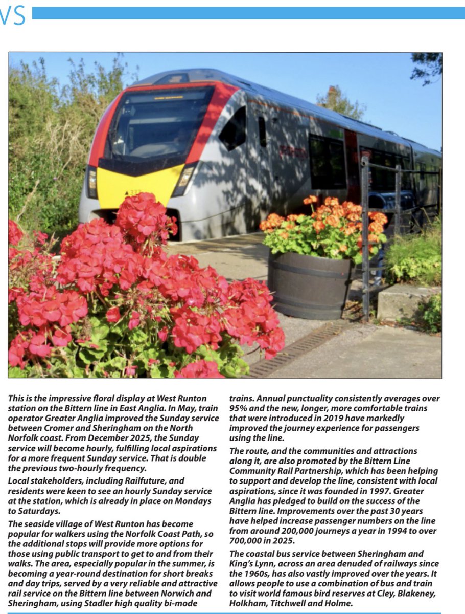 Thank you <a href="/Railfuture/">Railfuture</a> for the lovely mention of #WestRunton &amp; <a href="/BitternLine/">Bittern Line</a> in the latest edition of their #Railwatch Magazine 🙂 #CommunityRail #BetterTransportWeek