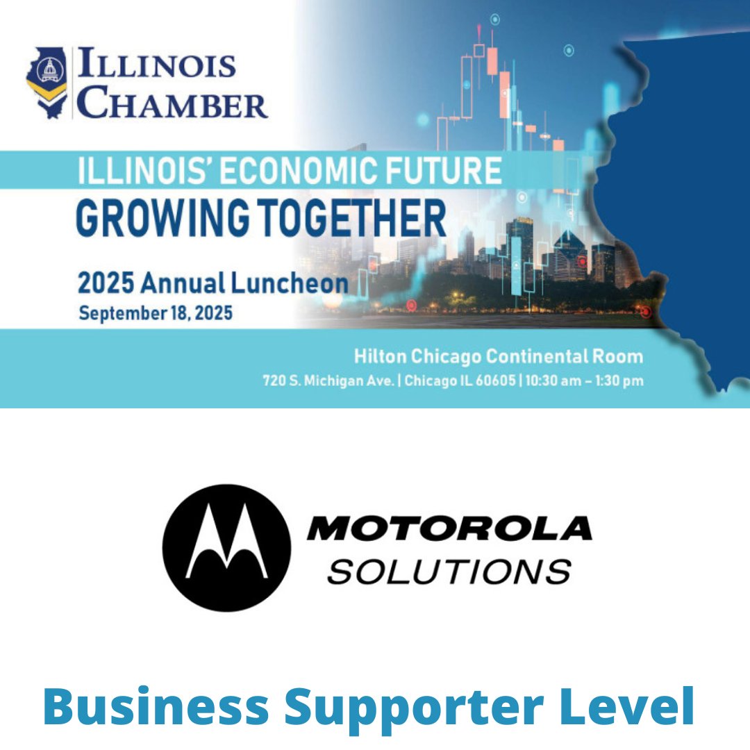 Illinois Chamber (@ilchamber) on Twitter photo We're proud to recognize <a href="/MotoSolutions/">Motorola Solutions</a> as a Business Supporter Sponsor for our Annual Luncheon on September 18!
Thank you, #Motorola, we’re excited to celebrate with you! ilchamber.org/annual-meeting
📅 Save the Date: September 18
📍 720 S. Michigan Ave., Chicago, IL 60605 We're proud to recognize <a href="/MotoSolutions/">Motorola Solutions</a> as a Business Supporter Sponsor for our Annual Luncheon on September 18!
Thank you, #Motorola, we’re excited to celebrate with you! ilchamber.org/annual-meeting
📅 Save the Date: September 18
📍 720 S. Michigan Ave., Chicago, IL 60605
