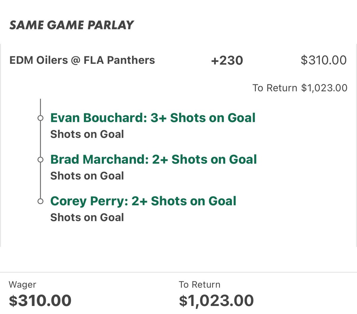talkbets101's tweet image. 🚨 3-LEG SGP LOCKED IN 🚨
Bouchard 3+ Marchand 2+ Perry 2+
$310 to win $1,023