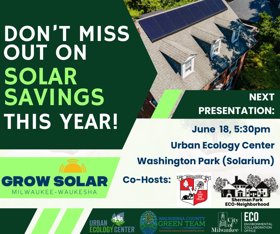 There’s never been a better time to find out if solar might be right for your property!  Join the upcoming Solar Power Hour on Wednesday, June 18 at 5:30 p.m. at the Washington Park Urban Ecology Center to hear about our cost-saving program.🌞Register at: bit.ly/SolarJune18