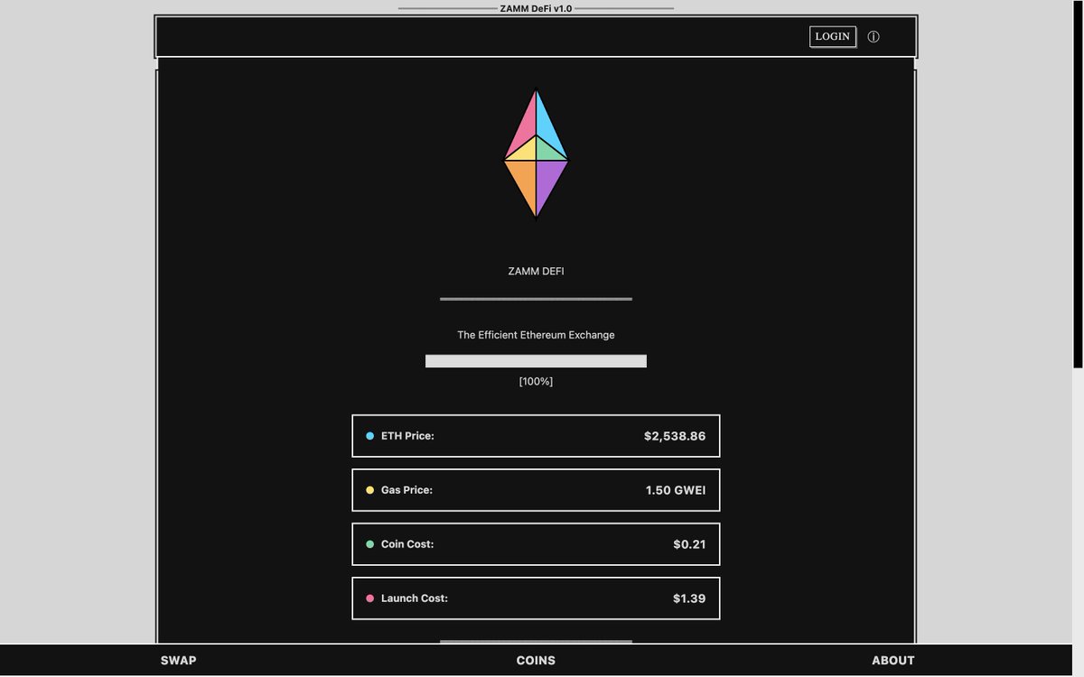 ZAMM launchpad is now live! Create new coins. Seed liquidity. All on your own curve. Built on/for Ethereum.
