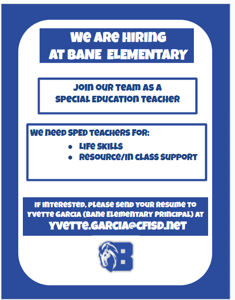 Bane Elementary (@baneelementary) on Twitter photo Join our Team! <a href="/BaneElementary/">Bane Elementary</a> <a href="/CyFairISD/">Cypress-Fairbanks ISD</a> #BanePRIDE #CFISDSpirit #AdministrativeProfessionalsWeek #CFISDspirit #BANEspirit #WeAreBane #BanePride #BaneMustang #teachertwitter Join our Team! <a href="/BaneElementary/">Bane Elementary</a> <a href="/CyFairISD/">Cypress-Fairbanks ISD</a> #BanePRIDE #CFISDSpirit #AdministrativeProfessionalsWeek #CFISDspirit #BANEspirit #WeAreBane #BanePride #BaneMustang #teachertwitter
