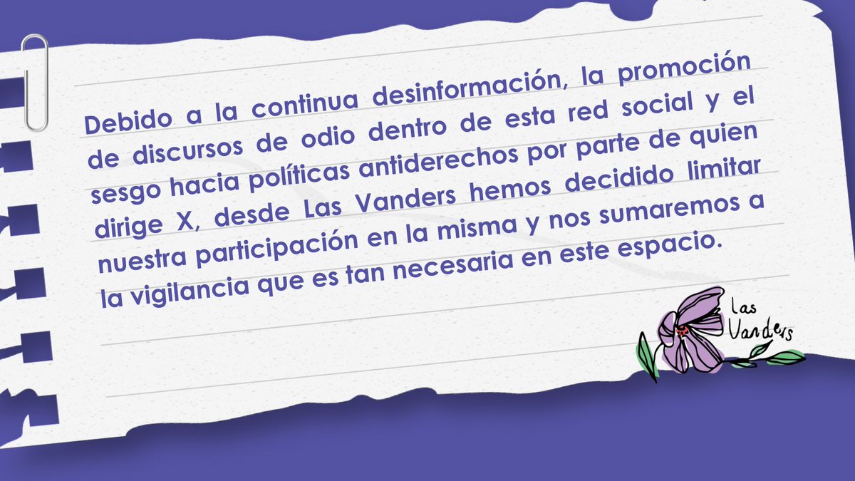🚨 Desde las Vanders hemos decidido limitar nuestra participación en X ... 👇