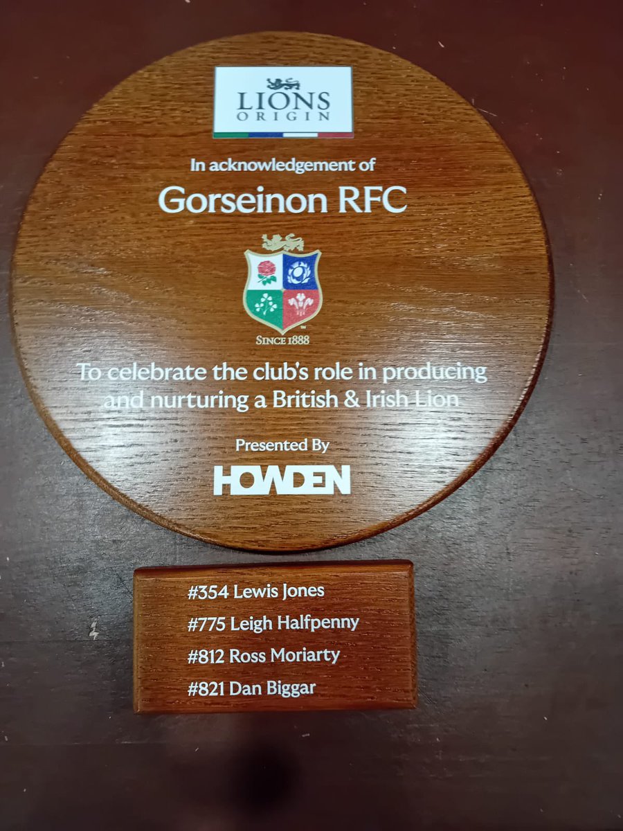 Gorseinon RFC π΄βͺοΈ (@gorseinonrfc) on Twitter photo The club is proud to have been presented this plaque by Alan Jenkins of Howden in recognition of us producing four <a href="/lionsofficial/">British & Irish Lions</a> players π¦ The club is proud to have been presented this plaque by Alan Jenkins of Howden in recognition of us producing four <a href="/lionsofficial/">British & Irish Lions</a> players π¦