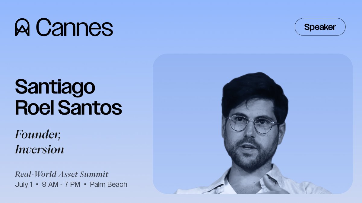 Santiago Roel Santos, Founder of <a href="/inversion_cap/">Inversion</a>, brings the heat to the RWA Summit.

Inversion acquires traditional businesses and transforms them with blockchain rails.

Limited spots. Big ideas. Apply now. rwasummit.io/cannes-2025/ap…