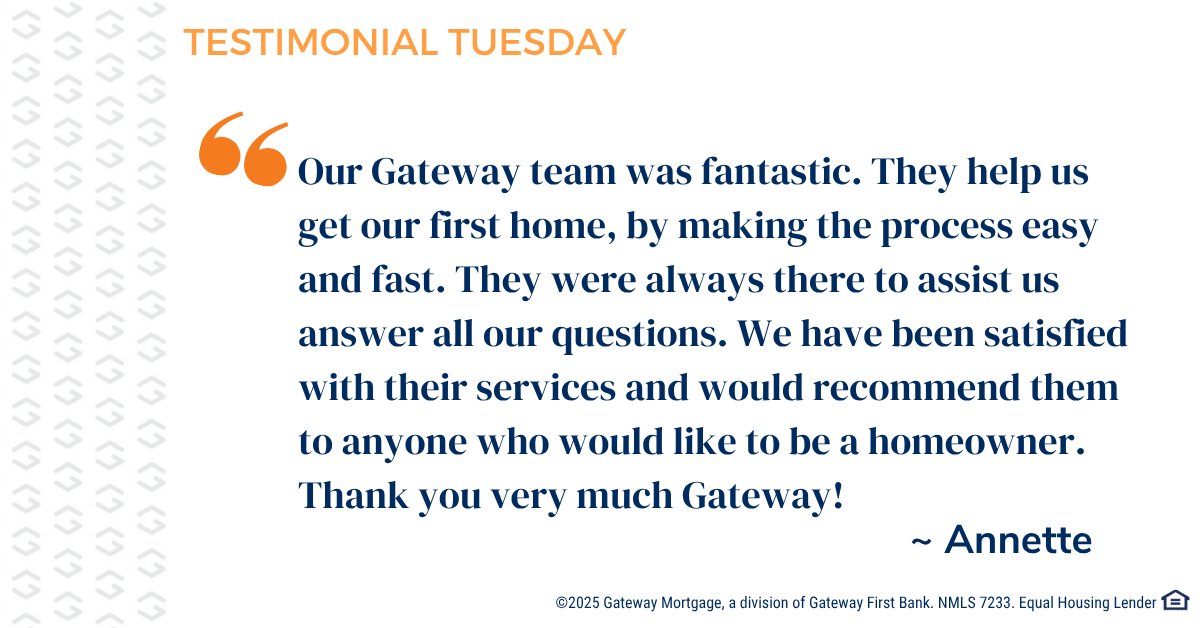 ✨ Nothing makes our day brighter than hearing from happy homeowners!

We're blushing! 😊 Helping people turn the key to their new home is what we live for. Ready to start your journey? Let’s make those homeownership dreams come true! 🏠💫

#GatewayDifference #TestimonialTuesday