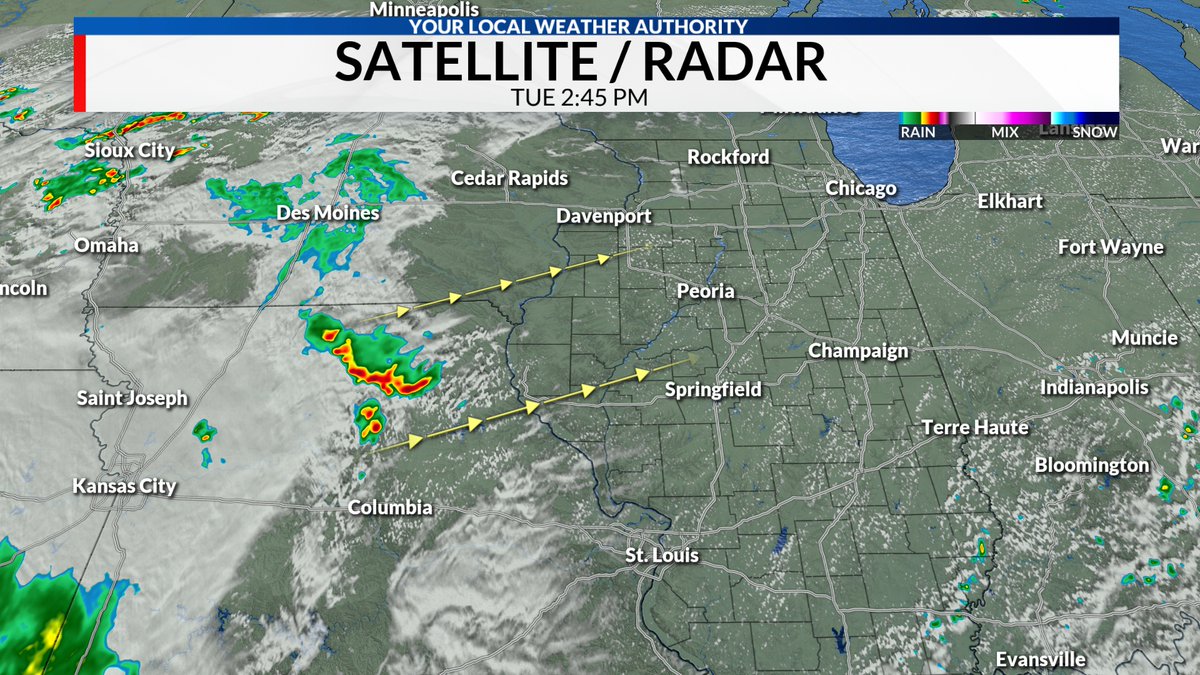 Scattered thunderstorms developing across NE Missouri should gradually move northeast in Illinois late this afternoon and early evening. These storms will mainly impact our area between 6 pm and 10 pm with locally strong winds and heavy downpours possible.