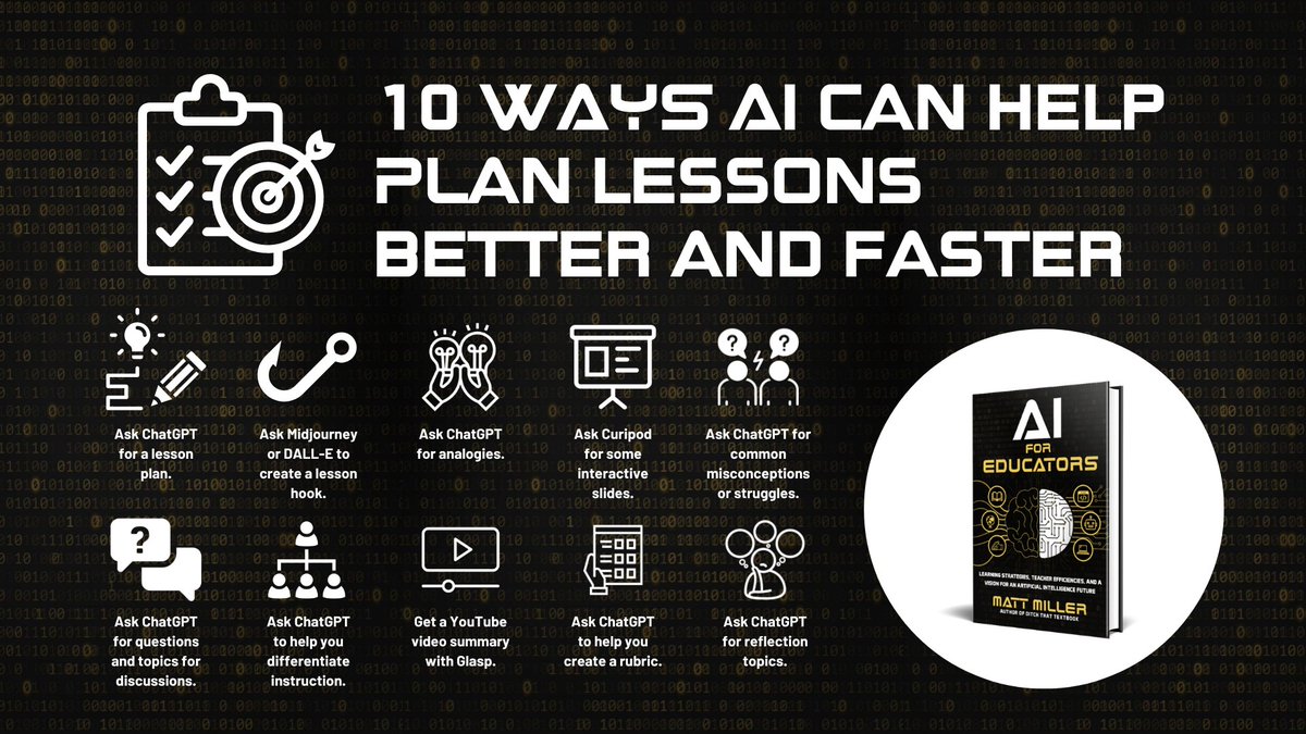 Dave Burgess Consulting, Inc. (@dbc_inc) on Twitter photo 10 Ways AI Can Help with Lesson Planning
Learn MORE Right HERE:
π a.co/d/ccEEdhg
#tlap #ditchbook <a href="/burgessdave/">Dave Burgess</a> <a href="/TaraMartinEDU/">Tara M Martin</a> <a href="/jmattmiller/">Matt Miller ποΈ</a> #AIinEDU #ai #chatgpt 10 Ways AI Can Help with Lesson Planning
Learn MORE Right HERE:
π a.co/d/ccEEdhg
#tlap #ditchbook <a href="/burgessdave/">Dave Burgess</a> <a href="/TaraMartinEDU/">Tara M Martin</a> <a href="/jmattmiller/">Matt Miller ποΈ</a> #AIinEDU #ai #chatgpt