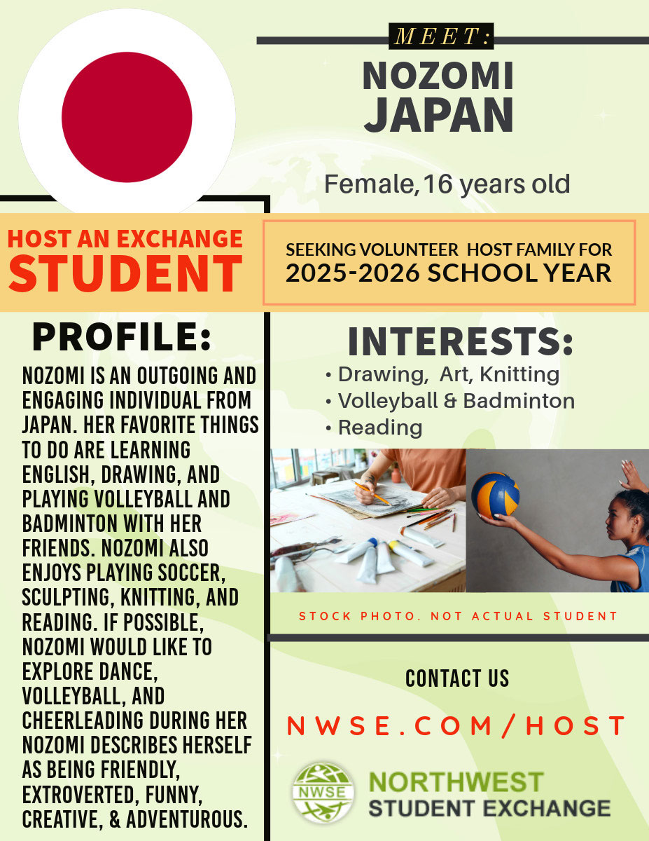 Open your home to the world! NWSE is seeking volunteer host families for Yuna &amp; Nozomi for the 2025–2026 school year. Build cross-cultural connections &amp; lasting memories. Learn more: nwse.com/hostnwse.com/h…