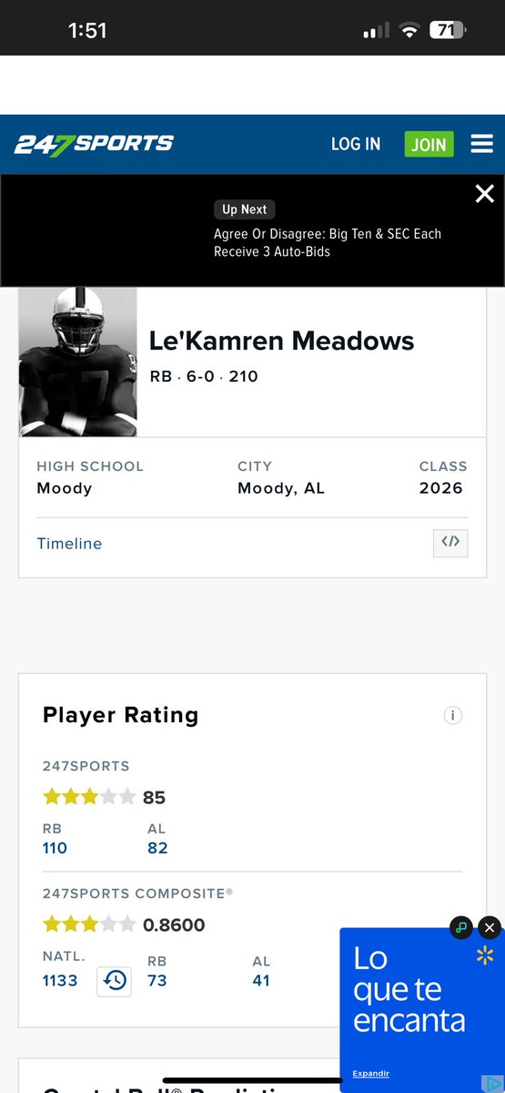 #AGTG I am blessed to be ranked a 3 star <a href="/247Sports/">247Sports</a>!
<a href="/MoodyFBall/">Moody Football</a> <a href="/jakeganus/">Jake Ganus</a>