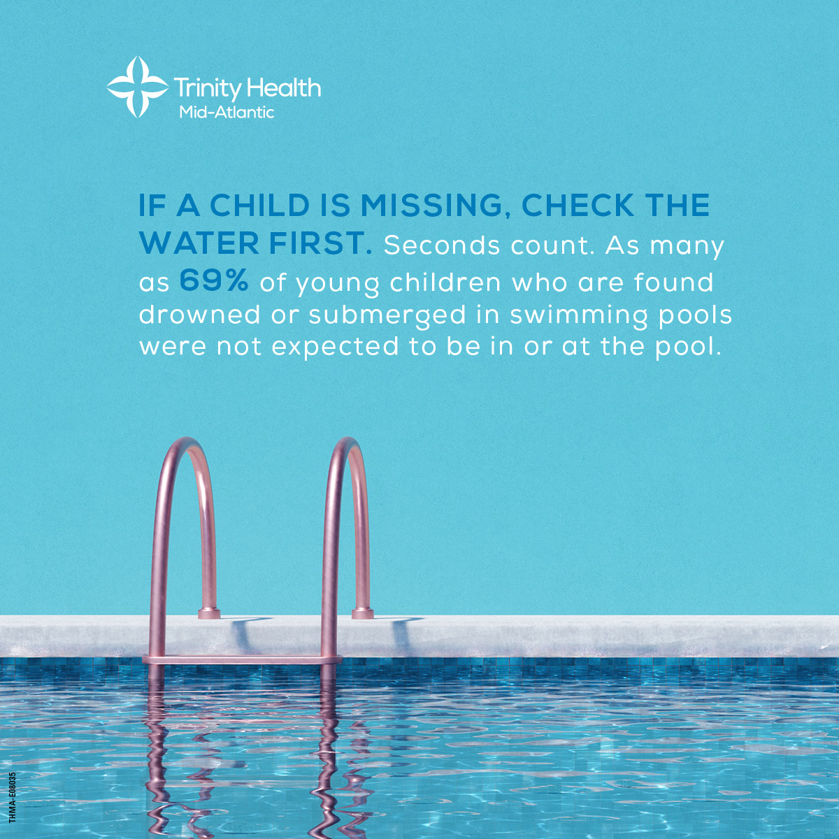 If a child is missing, check the water first. Seconds count. As many as 69% of young children who are found drowned or submerged in swimming pools were not expected to be in or at the pool. #SafetyFirst #WaterSafety