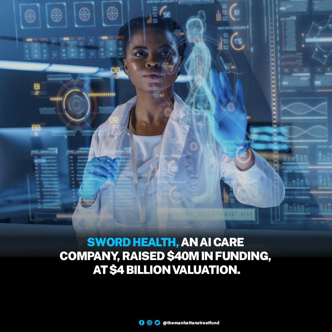 Sword Health, a New York City-based AI care company, raised $40 million in funding at a $4 billion valuation. 

#SwordHealth #AIHealthcare #HealthTech #DigitalHealth #StartupFunding #VentureCapital #AIFunding #TechNews #HealthcareInnovation #NYCStartups