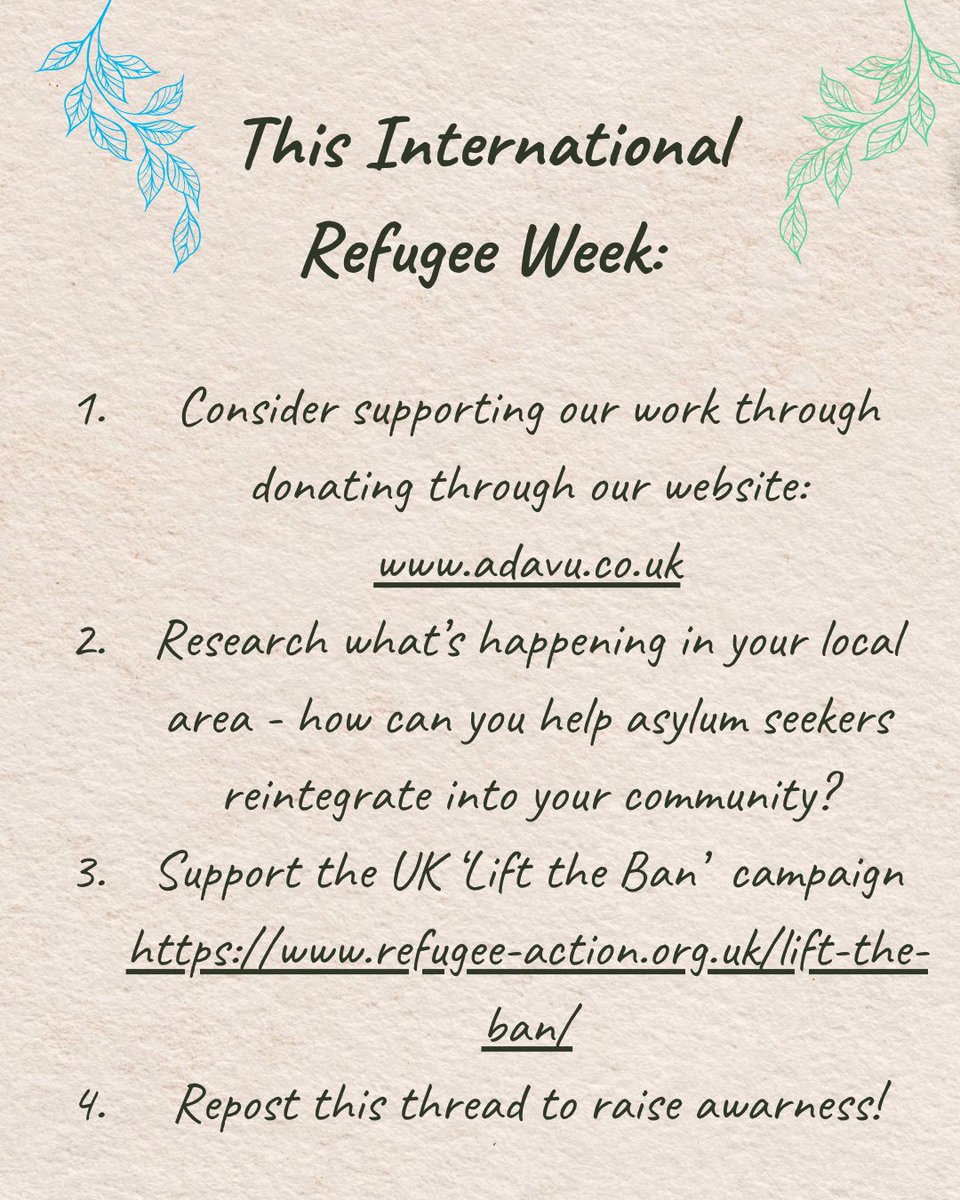 International Refugee Week 2025 is an opportunity to draw attention to one of the most vulnerable demographics to modern slavery. 

At Adavu we are committed to supporting survivors from all backgrounds. Swipe the images to find out more -&gt;