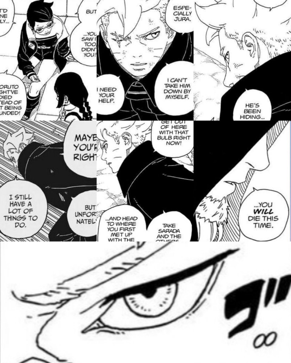 Sarada was right. Boruto is reckless and selfless. Even having a backup plan, he was ready to risk everything to protect those he loves. And now, he is even risking Momo showing up just to let kawaki fight. No one knows him better than Sarada 🔥

#BoruSara #Boruto #Sarada