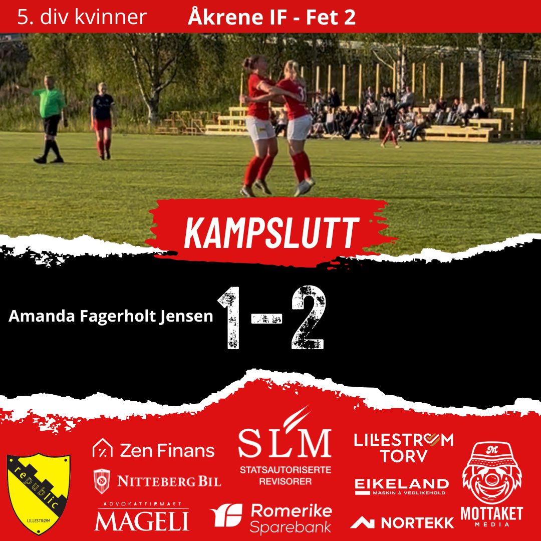 Det er spenning til siste slutt, men ender til slutt 1-2 på Åkrene Arena. Fantastiske oppmøte og en god prestasjon av damene❤️