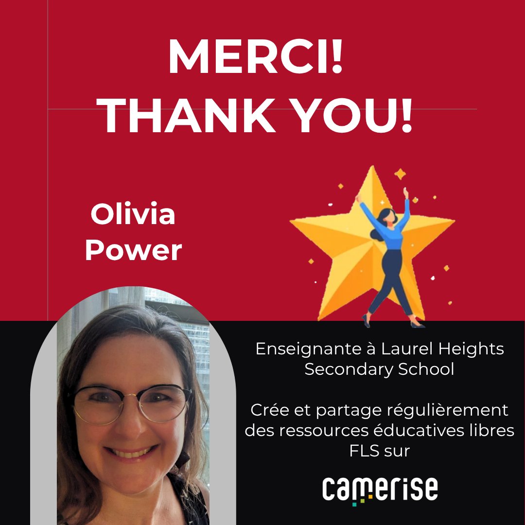 🍎👏Merci à Olivia Power, enseignante de français langue seconde à Laurel Heights Secondary School (WRDSB), qui crée et partage des ressources FLS gratuites sur #Camerisefslhub.