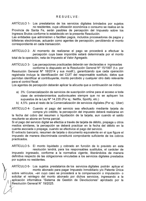 BlogDelContador's tweet photo. 🚨📢ATENCIÓN: Santa Fe aplicará percepciones de Ingresos Brutos a servicios digitales desde el 1/7

👉La RG 30/2025 establece un régimen de percepción para servicios digitales prestados por sujetos no residentes, cuando el consumo o utilización económica ocurra en Santa Fe.

🔍 Las percepciones serán aplicadas por los agentes designados (ej.: emisores de tarjetas de crédito/débito). Al momento de realizarse el pago se procederá a efectuar la percepción cuya base imponible estará determinada por el monto total de la operación, neta de Impuesto al Valor Agregado.

💸 Alícuotas: 3% para comercialización de servicios de suscripción online (Por ej.: Netflix, Spotify, etc.) y 4,5% para el resto de la Comercialización de servicios digitales (Por ej.: Uber)

💻 Los sujetos prestatarios de los servicios digitales podrán aplicar el monto abonado para pagar Impuesto Inmobiliario y/o Patente Única sobre vehículos, -en cuyo caso se procederá a la compensación o imputación- o solicitar el reintegro del monto abonado por dichos servicios.

🗓️ Vigencia: desde el 1 de julio de 2025.