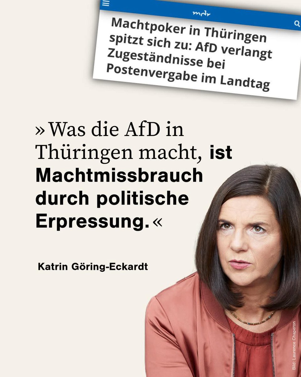 .... und es war abzusehen, dass wir an diesem Punkt landen würden.

👉Die AfD blockiert im Thüringer Landtag mit ihrer Sperrminorität bewusst die Wahl neuer Richter*innen und Staatsanwält*innen -