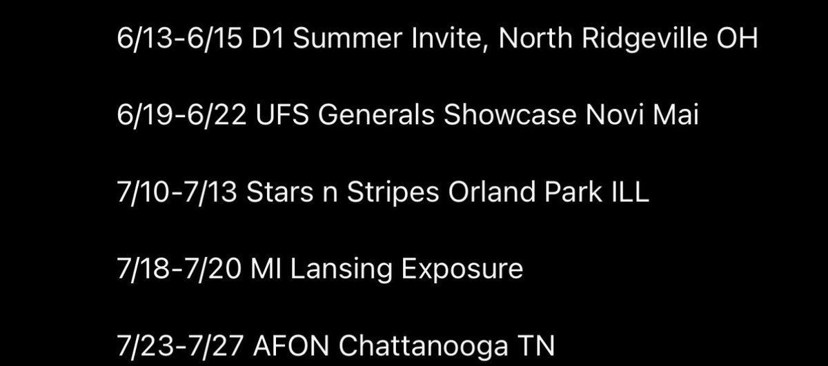Updated summer schedule!! Had a change July 10-13