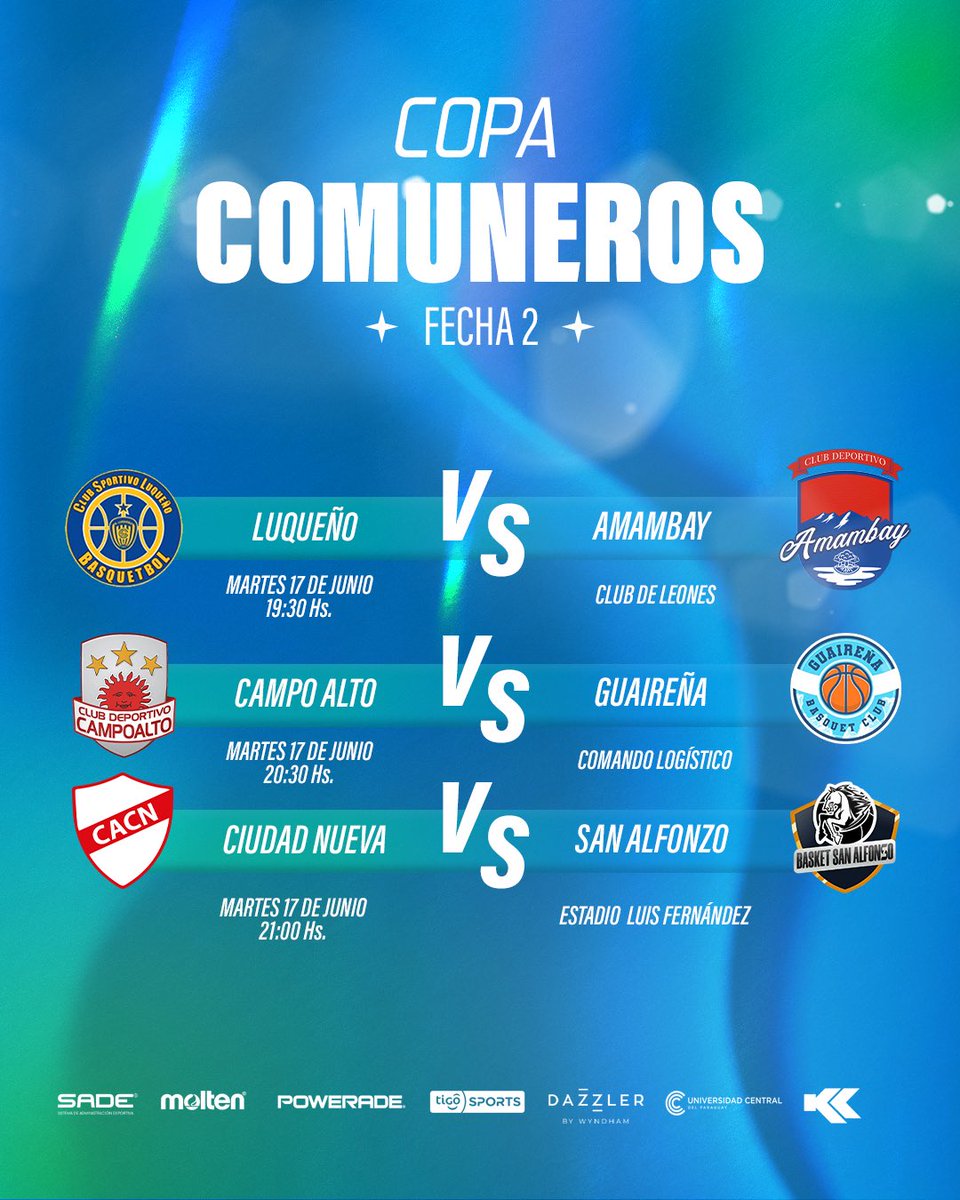 cpb_py's tweet image. 🔥🏀 ¡Se viene la Fecha 2 de la Copa Comuneros!
🗓️ Martes 17 de junio
🕢 19:30 - Luqueño 🆚 Amambay
🕣 20:30 - Campo Alto 🆚 Guaireña
🕘 21:00 - Ciudad Nueva 🆚 San Alfonso
¡No te podes perder! 💥
#CopaComuneros #BasquetParaguayo #Fecha2 #PasiónPorElBasket