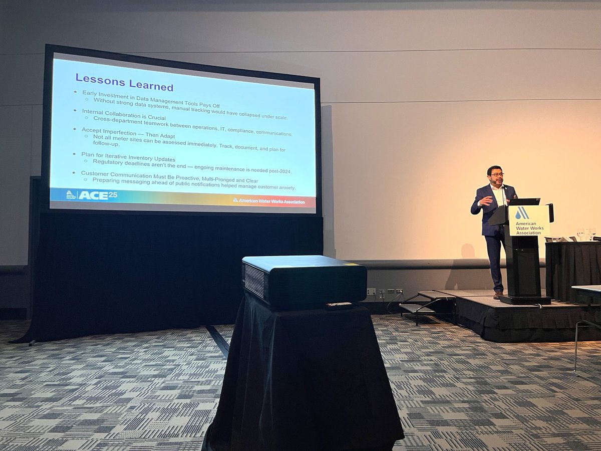 Recently, EPWater's Ruben Rodriguez presented with consultant <a href="/120_Water/">120Water</a> at the <a href="/awwa/">American Water Works Association</a> #ACE2025 conference. The focus of the presentation was on the data management system that Rodriguez and his team rely on to manage the testing of over 140,000 service lines.
