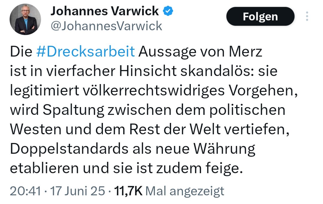 Während er brav seine #Drecksarbeit für russland abliefert, doziert der Professor aus Halle über Doppelstandards.
