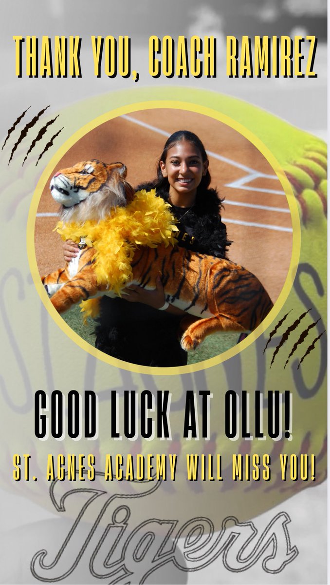 Thank you, Coach Ramirez! 

Coach Ramirez has accepted a Graduate Assistant Coaching position at Our Lady of the Lake. 

Congratulations! You will do great! 
@allthingssoftball
