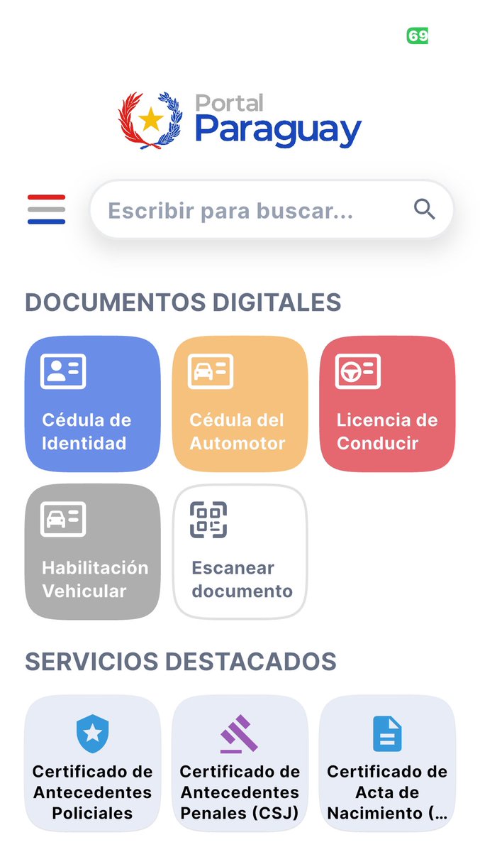 La app Portal Paraguay, permite tener todos tus documentos y certificados en formato digital, también podes solicitar y generar ej: certificado de nacimiento, de antecedentes, etc. Válido ante autoridades si te piden. Muy útil.