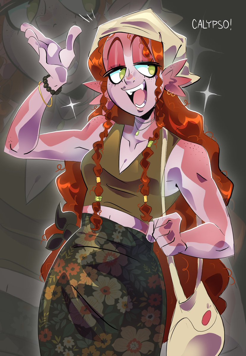 Hi this is my beautiful oc Calypso everyone say hi 
[#originalcharacter #oc #characterdesign #illustration #conceptart ]