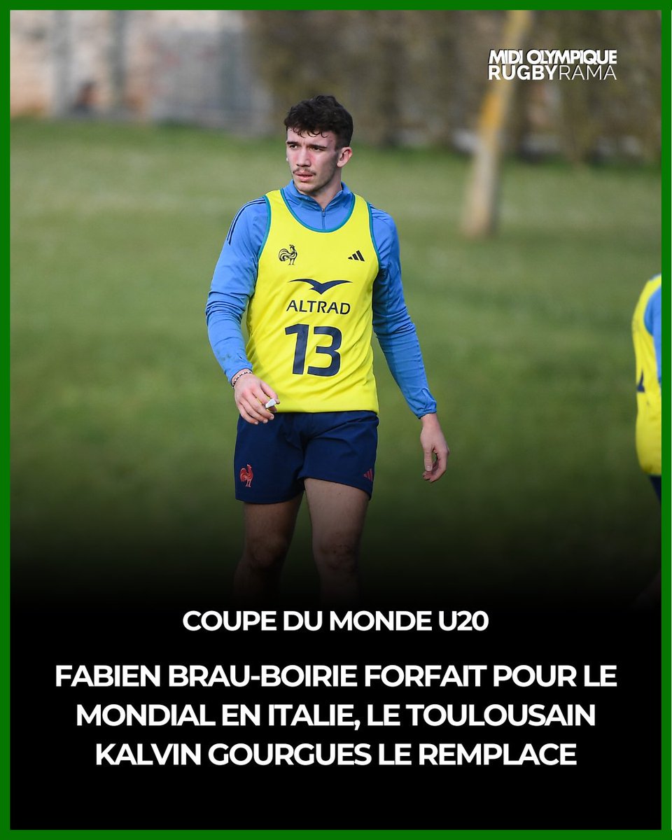Le Palois Fabien Brau-Boirie ne pourra pas disputer la Coupe du monde U20 2025 en Italie. Le trois-quarts centre palois est forfait. Il est remplacé par le Toulousain Kalvin Gourgues.

L'article complet &gt; rb.gy/r9hkel