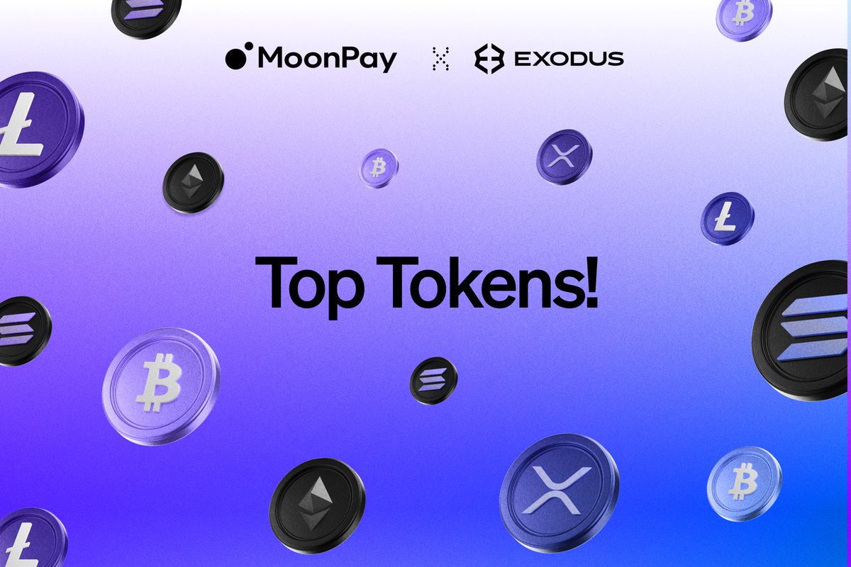 the 5 most frequently purchased tokens on <a href="/exodus/">Exodus</a> using MoonPay are…

 🔥 Bitcoin 
 🔥 Litecoin 
 🔥 Ethereum 
 🔥 Solana 
 🔥 XRP 

what do you think is #6?