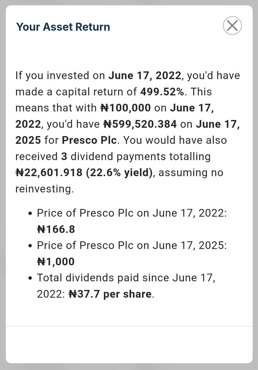 assessworth's tweet photo. Considering PRESCO's most recent closing price, it is not just among the very few Nigerian stocks worth at least a thousand Naira, it is also Nigeria's fifth most expensive stock

Take a look at its price and return three years ago

Stay intentional

https://t.co/ZNLhSznjN2 https://t.co/JQOCwPUqZf