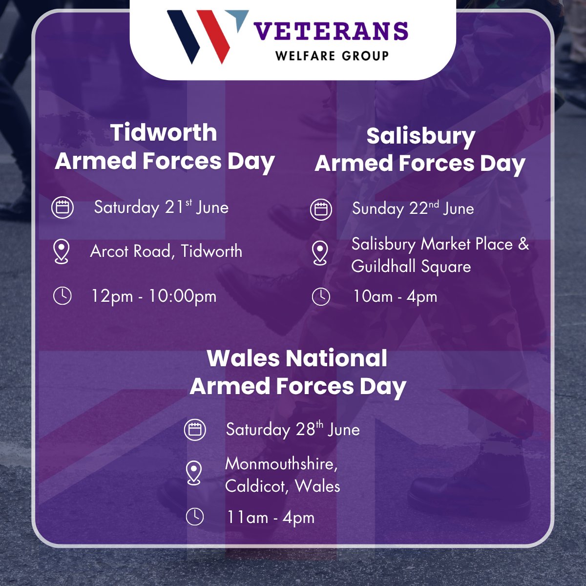 🎖️ We’re on the move for Armed Forces Day 2025.
  
Kicking things off in Tidworth, we’re heading to events across the UK this June to show our support and be part of the Armed Forces Day celebrations.  Let's celebrate together!  

#armedforcesday #celebration #veterans