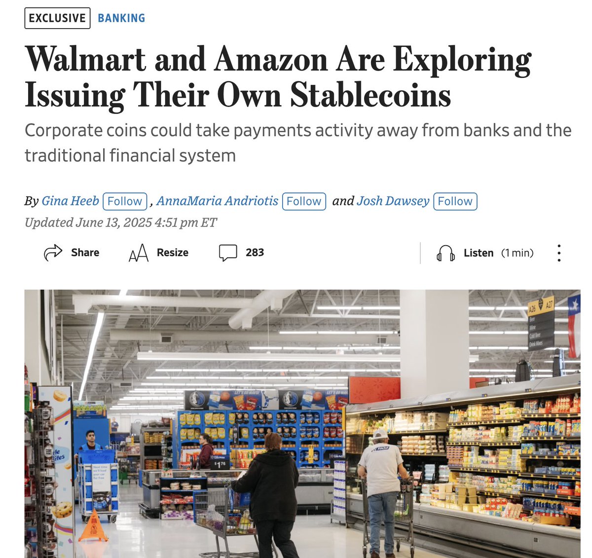 A reminder that closed, permissioned stablecoins issued by stores like Walmart and Amazon already exist

They are called gift cards