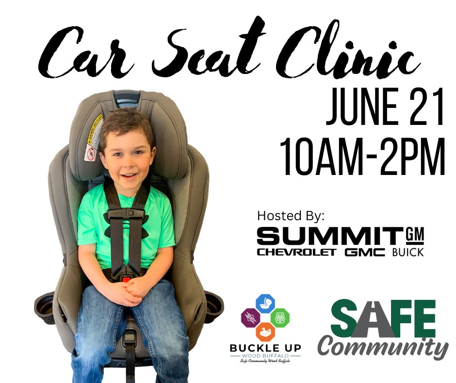 Car Seat Clinic! This Saturday at Summit GM. We will be in the new vehicle delivery bay, follow our signage in the parking lot. You have the option to book an appointment slot or come as a walk-in anytime between 10am and 2pm. We look forward to seeing you there!