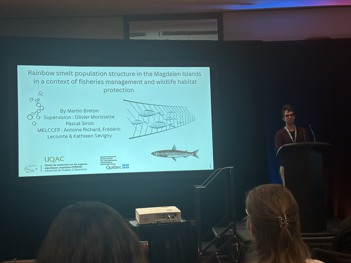 Our final talk of the morning comes to us from Martin Breton titled “Structure of the Magdalen Islands’ Rainbow Smelt populations in a context of fisheries management and wildlife habitat protection! Next up: lunch and the business meeting! #LFC2025