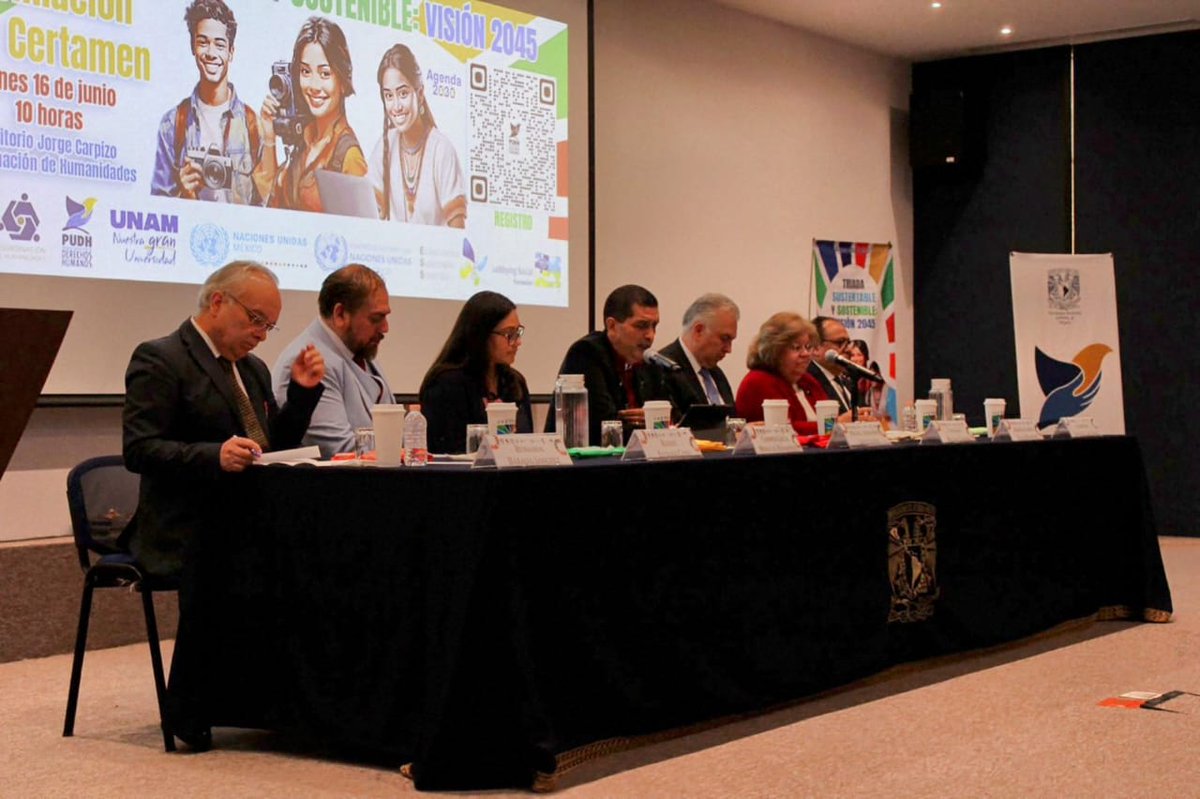 PUDHUNAM's tweet photo. @HumanidadesUNAM @UNAM_MX La Sra. Carmen Morales Hernández, Directora CINU @ONU_es agradece a la juventud mexicana por liderar y actuar en el marco de la Agenda 2030 y celebra el trabajo de @UNAM_MX  #Triada2045 🌱🌎 #JuventudesEnAcción #17ODS #JuventudesSostenibles #JuventudesSustentables #PUDHUNAM🏅 https://t.co/OseT1JXBd6