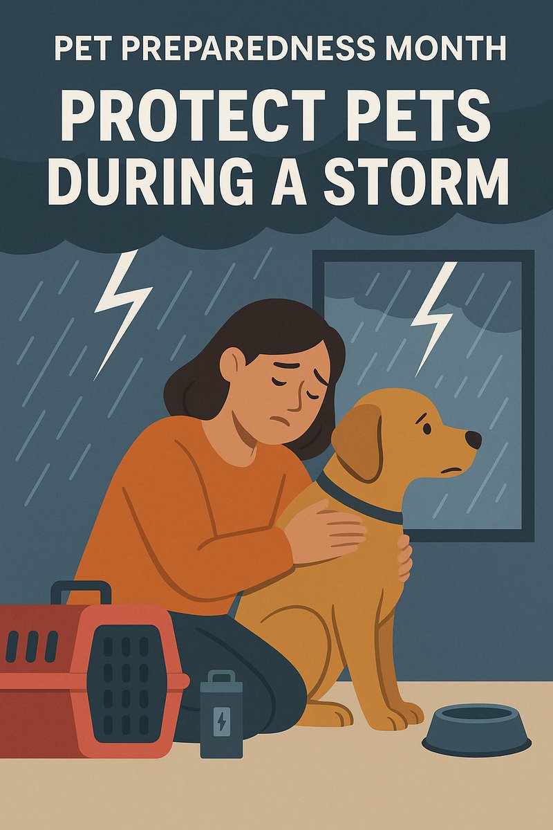 MichEMHS's tweet image. June is Pet Preparedness Month! It’s the perfect time to check your plan. With storms in the forecast today, remember:
🐾Bring pets indoors before weather hits
🐾Have emergency supplies ready (food, meds, leash, carrier)
🐾Make sure tags & microchip info are current
Don’t wait…