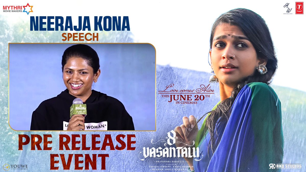 ๐๐๐ฆ๐ฌ๐ข๐๐ก๐๐ค๐๐ซ (@ursvamsishekar) on Twitter photo Director #NeerajaKona speech at the #8Vasantalu Pre-Release Event โจ
โถ๏ธ youtu.be/iASM3JU8Kgc
#8Vasantalu grand release worldwide on June 20th. Director #NeerajaKona speech at the #8Vasantalu Pre-Release Event โจ
โถ๏ธ youtu.be/iASM3JU8Kgc
#8Vasantalu grand release worldwide on June 20th.